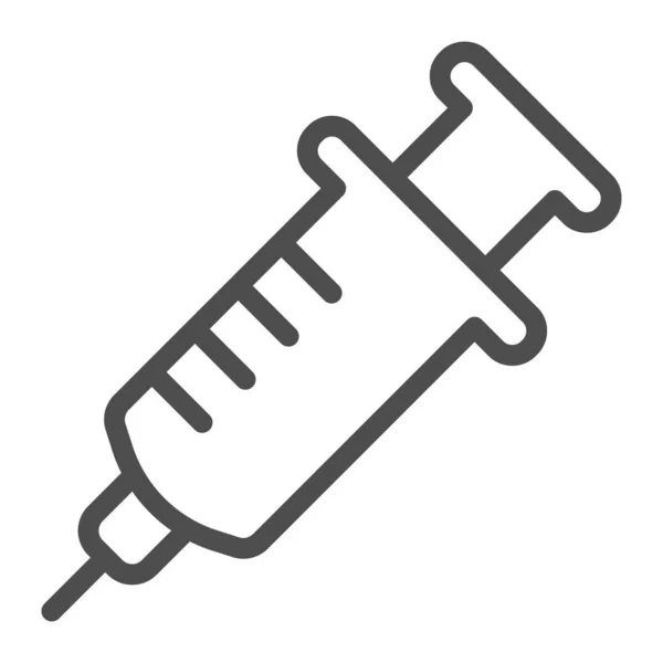 Syringe line icon, 동물 병원 컨셉, 흰 배경 백신 사인, 모바일 컨셉 과 웹 디자인의 개요 형식으로 Syringe 아이콘. 벡터 그래픽. — 스톡 벡터