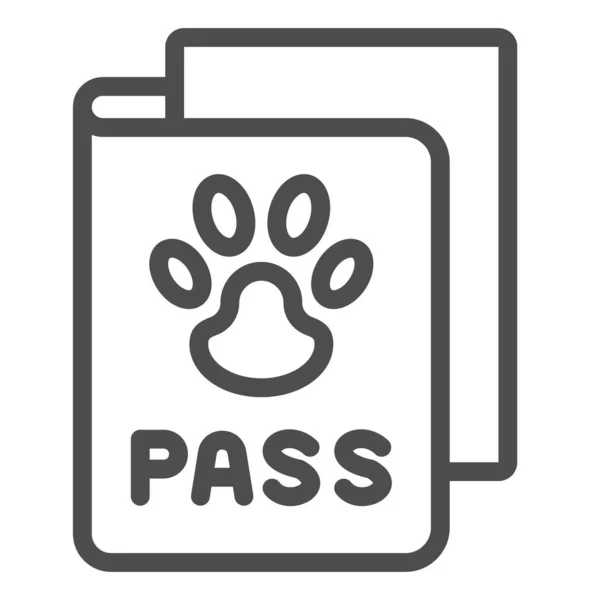 Pas ikony pet line, zvířecí nemocnice koncept, Osobní pas pro cestování se psem nebo kočkou znamení na bílém pozadí, ikona zvířecího cestovního dokladu v obrysu stylu. Vektorová grafika. — Stockový vektor