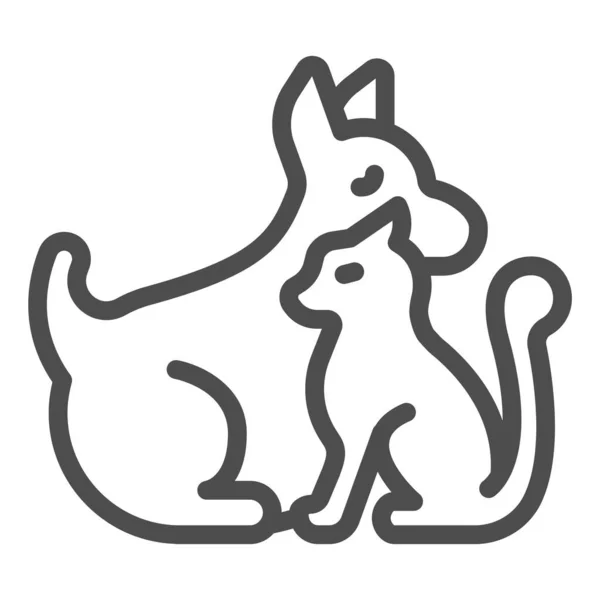 Icône de ligne de chiot et de chat, concept d'hôpital pour animaux, enseigne pour animaux sur fond blanc, silhouette d'icône de chat et de chien dans un style de contour pour concept mobile et conception web. Graphiques vectoriels. — Image vectorielle