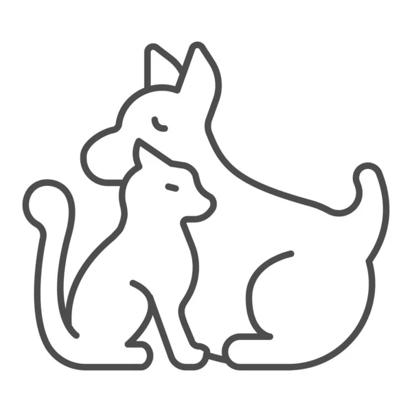 子犬や猫の細い線のアイコン、動物病院のコンセプト、白い背景に動物ペットのサイン、モバイルコンセプトとウェブデザインのアウトラインスタイルで猫や犬のアイコンのシルエット。ベクトルグラフィックス. — ストックベクタ
