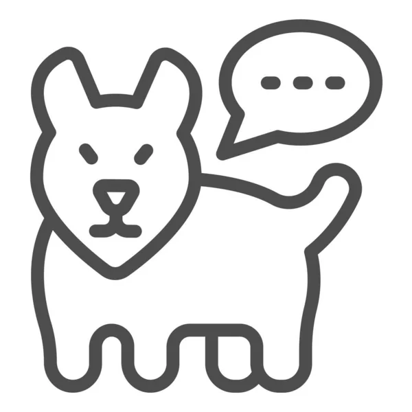 Icono de línea de perro y diálogo, concepto de hospital animal, signo de ladridos de perro sobre fondo blanco, icono de nube de perro con chat en estilo de esquema para concepto móvil y diseño web. Gráficos vectoriales. — Vector de stock