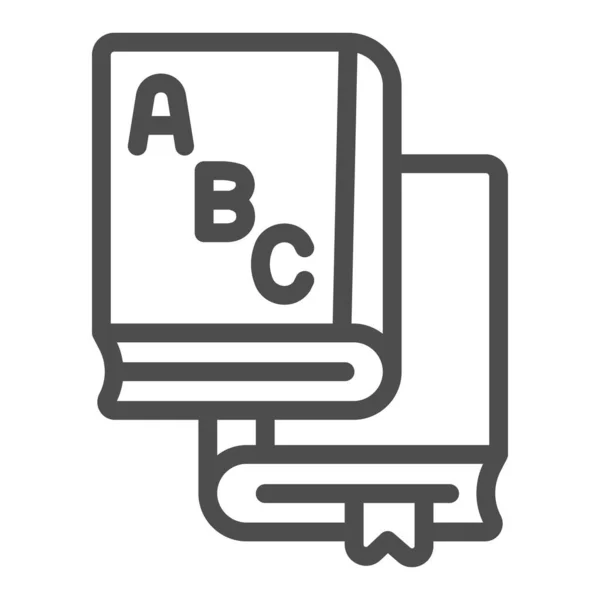 Boeken met alfabet lijn pictogram, kinderen boek dag concept, alfabet boek teken op witte achtergrond, abc alfabet outline stijl voor mobiele concept en webdesign. vectorgrafieken. — Stockvector