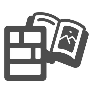 Sağlam resimli kitap, çocuklar için kitap günü konsepti, beyaz arka planda vektör işareti olan çizgi roman, mobil konsept ve web tasarımı için çizgi roman kabartma tarzı. Vektör grafikleri.