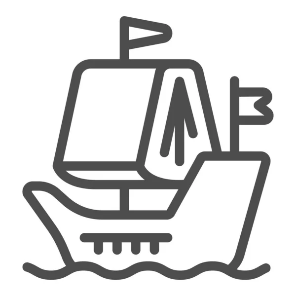 Ship on water line icon, children book day concept, book segel vektorschild auf weißem hintergrund, ship on water outline style für mobiles konzept und web design. Vektorgrafik. — Stockvektor
