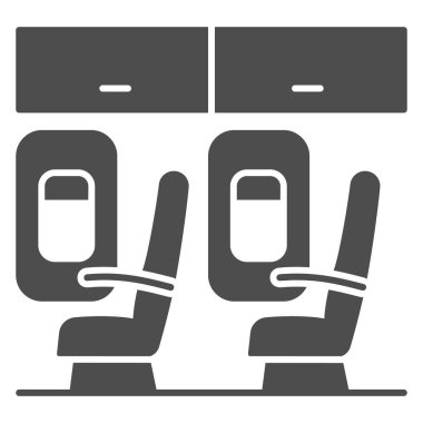 Uçak sağlam ikon koltuklar, havayolu konsepti, beyaz arka planda koltuk vektörü işareti, mobil konsept ve web tasarımı için yolcu koltukları kabartma tarzı. Vektör grafikleri.