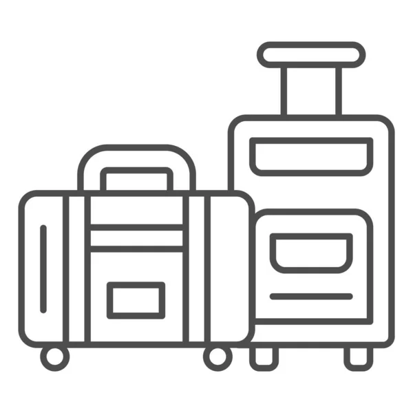 Ícone de linha fina de bagagem, conceito de companhias aéreas, sinal de vetor de bagagem no fundo branco, malas no estilo de contorno do carrinho para o conceito móvel e web design. Gráficos vetoriais. —  Vetores de Stock
