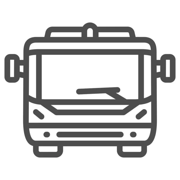 Bus de pasajeros para el icono de la línea de embarque en avión, concepto de aerolíneas, señal de vector de transporte de pasajeros sobre fondo blanco, estilo de esquema de autobús para el concepto móvil y diseño web. Gráficos vectoriales. — Vector de stock