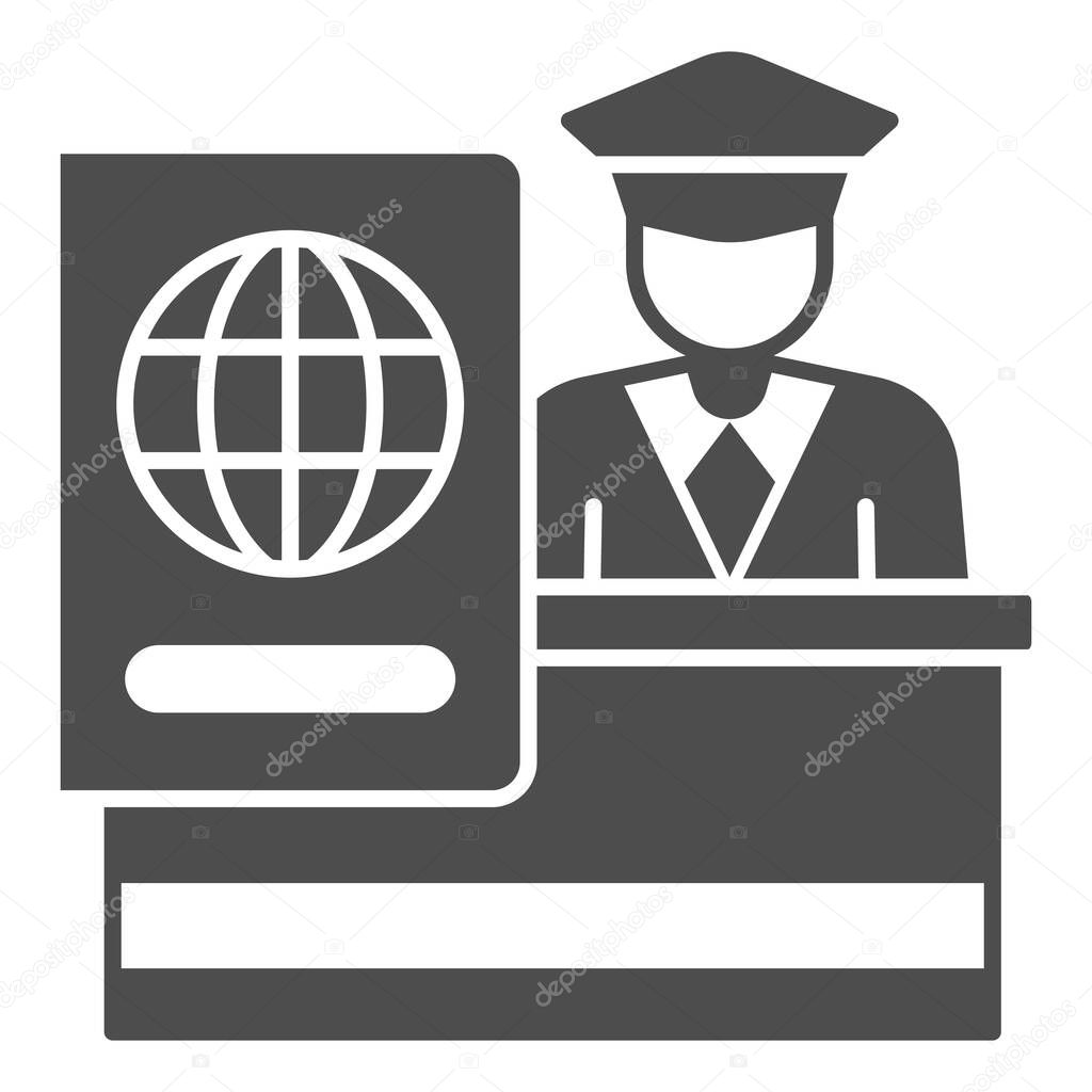 Customs officer solid icon, airlines concept, customs control vector sign on white background, customs control glyph style for mobile concept and web design. Vector graphics.