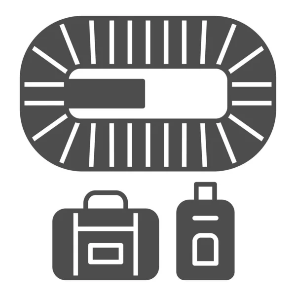 Icône solide de bande transporteuse d'aéroport, concept de compagnies aériennes, panneau vectoriel de bande transporteuse sur fond blanc, convoyeur pour le style glyphe de bagages pour concept mobile et conception Web. Graphiques vectoriels. — Image vectorielle