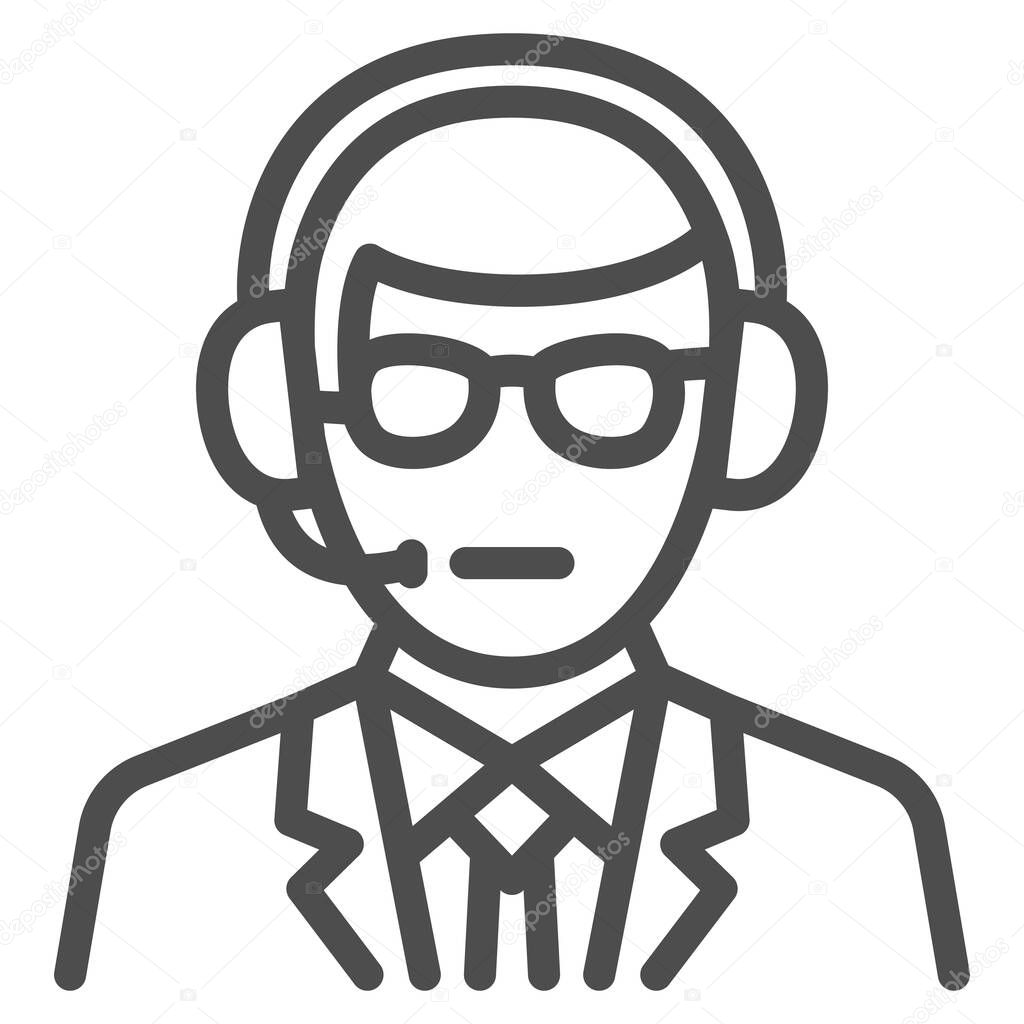Dispatcher line icon, airlines concept, dispatcher vector sign on white background, dispatcher outline style for mobile concept and web design. Vector graphics