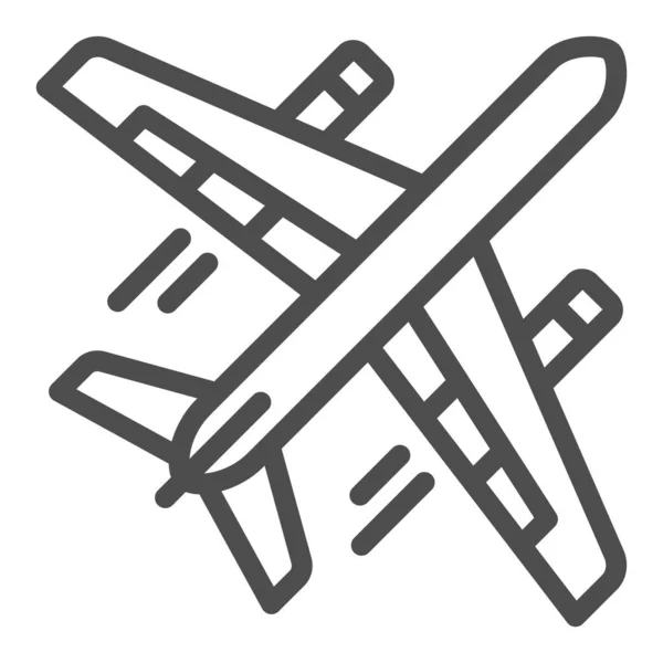 Ícone de linha de voo de avião, conceito de companhias aéreas, avião em sinal de vetor de voo no fundo branco, estilo de contorno de voo de planície aérea para conceito móvel e web design. Gráficos vetoriais. — Vetor de Stock