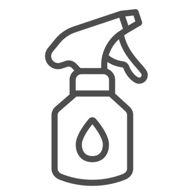 Deterjan hattı ikonuna sahip Aerosol, araba yıkama konsepti, beyaz arka planda temizlik ürünleri tabelası, mobil ve web tasarımı için taslak biçimli temizleyici sprey şişe ikonu. Vektör grafikleri.