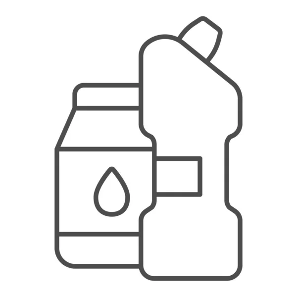 Bleach e pó ícone linha fina, conceito de lavagem de carro, produtos limpos assinar no fundo branco, ícone de detergentes no estilo esboço para o conceito móvel e web design. Gráficos vetoriais. —  Vetores de Stock