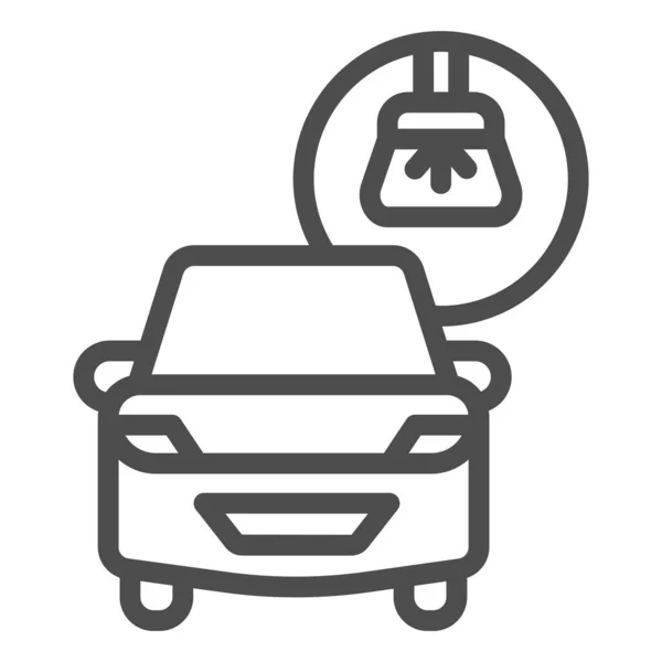 Araba ve fırça çizgisi ikonu, araba yıkama konsepti, beyaz arka planda araba yıkama tabelası, mobil konsept ve web tasarımı için taslak şeklinde araba yıkama ikonu. Vektör grafikleri. — Stok Vektör