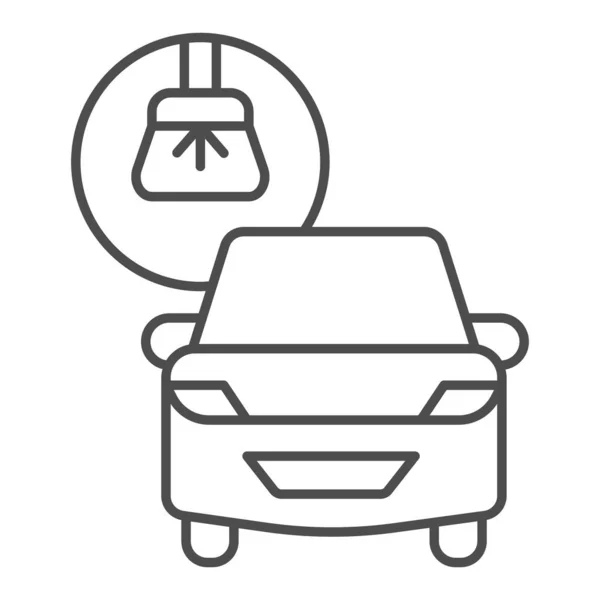 Auto e pennello linea sottile icona, concetto di lavaggio auto, segno di lavaggio auto su sfondo bianco, icona di lavaggio auto in stile contorno per il concetto di mobile e web design. Grafica vettoriale. — Vettoriale Stock