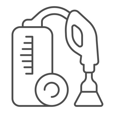 Araba elektrikli süpürge, ince çizgi ikonu, araba yıkama konsepti, beyaz arka planda Endüstriyel Temizlik Aracı tabelası, mobil ve web tasarımı için taslak biçimli temizlik makinesi simgesi. Vektör grafikleri.