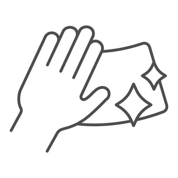 Scheibenwaschprozess dünne Linie Symbol, Auto-Waschkonzept, Saubere Autoscheibe mit Handzeichen auf weißem Hintergrund, Hand und sauberes Glas-Symbol in Umriss Stil für mobile, web. Vektorgrafik. — Stockvektor