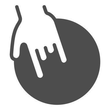 El ve bowling topu katı ikonu, bowling konsepti, beyaz arka planda bovling oyuncusu imzası, mobil konsept ve web tasarımı için el yazısı şeklinde top ikonu. Vektör grafikleri.