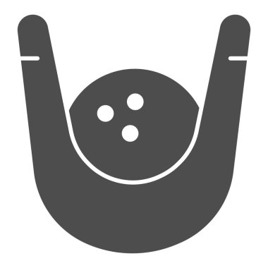 Havlu ve bowling topu cilası katı ikon, bowling konsepti, beyaz arka planda bowling topu tabelası, mobil konsept ve web tasarımı için mikrofiber ikon. Vektör grafikleri.