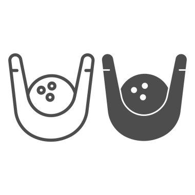 Havlu ve bowling topu cilası çizgisi ve sağlam ikon, bowling konsepti, beyaz arka planda bowling topu tabelası, mobil konsept ve web tasarımı için ana hatlı mikrofiber ikon. Vektör grafikleri.