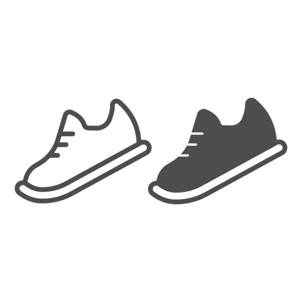 Bowling shoes line and solid icon, bowling concept, Sneakers sign on white background, sport footwear icon in outline style for mobile concept and web design. Vector graphics. — Stock Vector