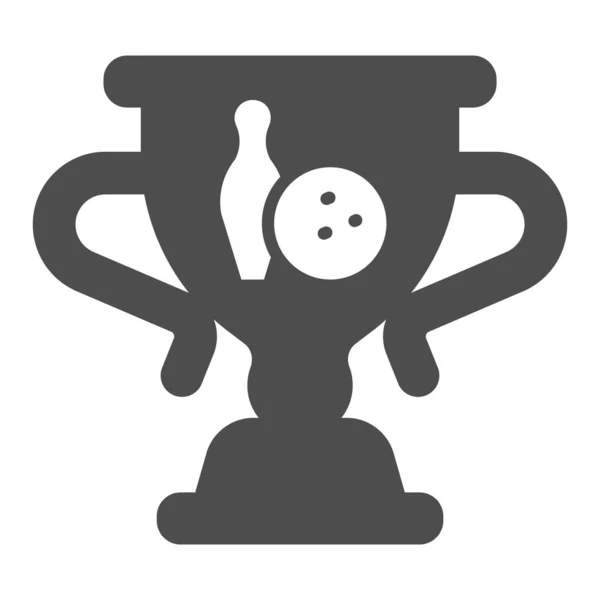 Κύπελλο του νικητή στο μπόουλινγκ στερεό εικονίδιο, μπόουλινγκ έννοια, κύπελλο τρόπαιο υπογράψει σε λευκό φόντο, νικητής μπόουλινγκ εικονίδιο βραβείο σε στυλ glyph για την κινητή έννοια και web design. Διανυσματικά γραφικά. — Διανυσματικό Αρχείο