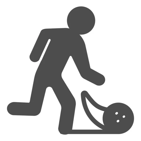 Mann wirft Bowlingball solide Symbol, Bowling-Konzept, Bowling-Spieler Zeichen auf weißem Hintergrund, wirft Mann Ball-Symbol in Glyphen-Stil für mobiles Konzept und Web-Design. Vektorgrafik. — Stockvektor