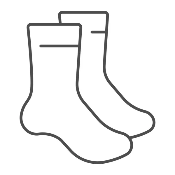 Par de calcetines icono de línea delgada, concepto de bolos, signo de calcetín sobre fondo blanco, icono de calcetines deportivos clásicos en estilo de esquema para el concepto móvil y el diseño web. Gráficos vectoriales. — Vector de stock