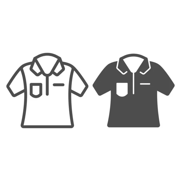 Línea de camisa de jugador de bolos e icono sólido, concepto de bolos, signo de camiseta sobre fondo blanco, icono uniforme en el estilo de esquema para el concepto móvil y el diseño web. Gráficos vectoriales. — Vector de stock