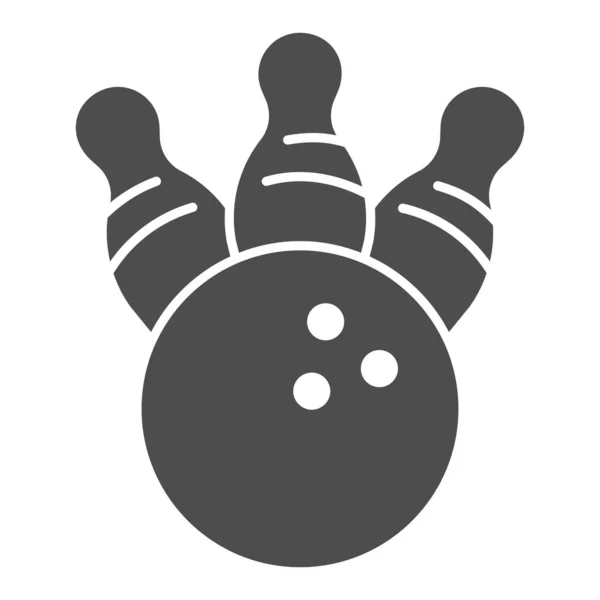 Trois broches et boule de bowling icône solide, concept de bowling, signe de jeu de bowling sur fond blanc, Skittles et icône de balle dans le style glyphe pour concept mobile et web design. Graphiques vectoriels. — Image vectorielle