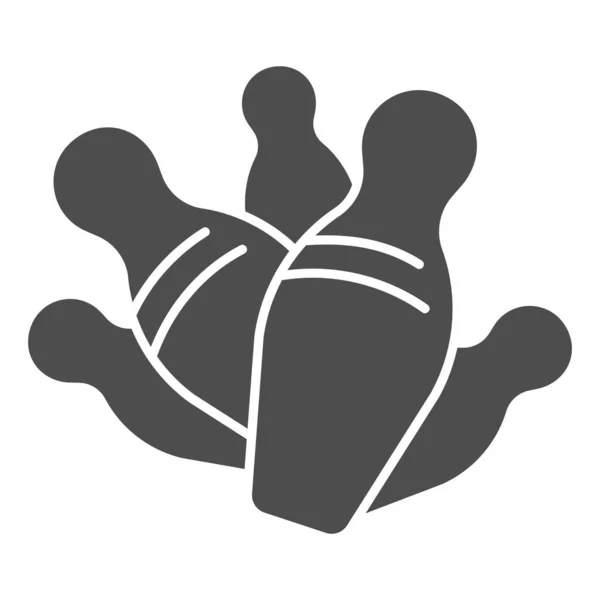 Skittles icône solide, concept de bowling, signe de jeu de bowling sur fond blanc, icône broches de bowling dans le style glyphe pour concept mobile et web design. Graphiques vectoriels. — Image vectorielle