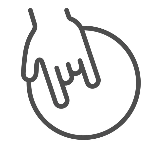 Hand en bowling bal lijn pictogram, bowling concept, Bowling speler teken op witte achtergrond, Hand nemen bal pictogram in outline stijl voor mobiele concept en web design. vectorgrafieken. — Stockvector