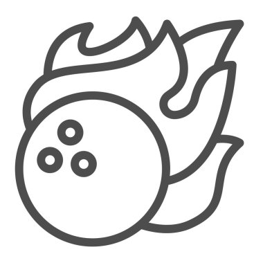 Ateş hattı ikonunda bowling topu, bovling konsepti, beyaz arka planda spor kuyruklu yıldız tabelası, mobil konsept ve web tasarımı için bovling ateş topu ikonu. Vektör grafikleri.