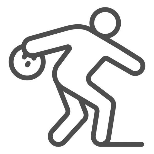 L'homme lançant l'icône de ligne de boule de bowling, concept de bowling, signe de joueur de bowling sur fond blanc, l'homme lance l'icône de boule dans le style de contour pour le concept mobile et la conception Web. Graphiques vectoriels. — Image vectorielle