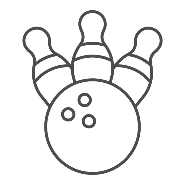 Trois broches et une icône de ligne mince boule de bowling, concept de bowling, signe de jeu de bowling sur fond blanc, Skittles et icône de balle dans le style de contour pour concept mobile et web design. Graphiques vectoriels. — Image vectorielle