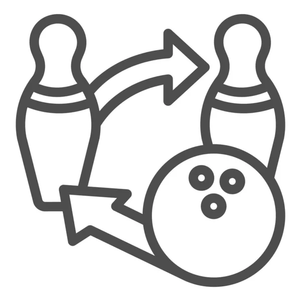 Bowling ball and pins tactics line icon, bowling concept, sport game strategy sign on white background, Bowling competition icon in outline style for mobile and web design. Gráficos vectoriales. — Archivo Imágenes Vectoriales
