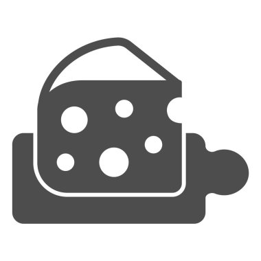 Katı simge üzerine dilimlenmiş peynir, süt ürünleri konsepti, beyaz arkaplanda camembert işareti, mobil konsept ve web tasarımı için glifli peynir simgesi. Vektör grafikleri.