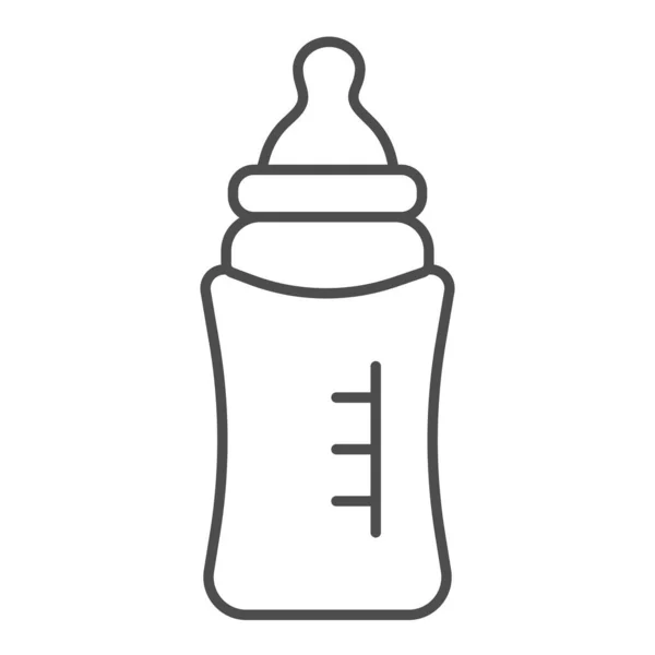 乳製品のコンセプト、乳製品のコンセプト、白を基調としたベビーボトルのサイン、モバイルコンセプトとウェブデザインのアウトラインスタイルでのフィードバックボトルのアイコン。ベクトルグラフィックス. — ストックベクタ