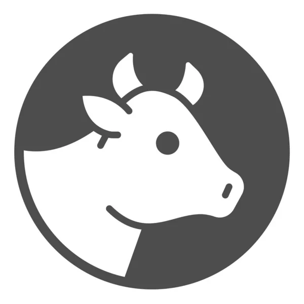 Icono sólido de cabeza de vaca, concepto de productos lácteos, signo de carne sobre fondo blanco, icono de cara de vaca en estilo glifo para concepto móvil y diseño web. Gráficos vectoriales. — Archivo Imágenes Vectoriales