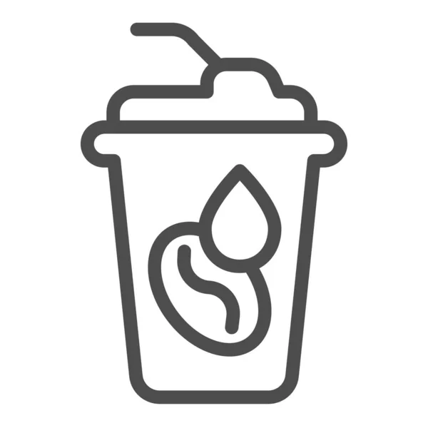 Sklenice kávy s ikonou smetanové řady, koncepce mléčných výrobků, Latte s krémovou značkou na bílém pozadí, ikona Coffee Milkshake ve stylu osnovy pro mobilní a web design. Vektorová grafika. — Stockový vektor