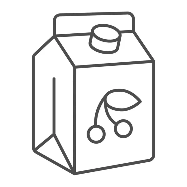 Třešňový jogurt tenký řádek ikona, koncepce mléčných výrobků, Sour milk packaging sign on white background, berry jogurt icon in outline style for mobile concept and web design. Vektorová grafika. — Stockový vektor