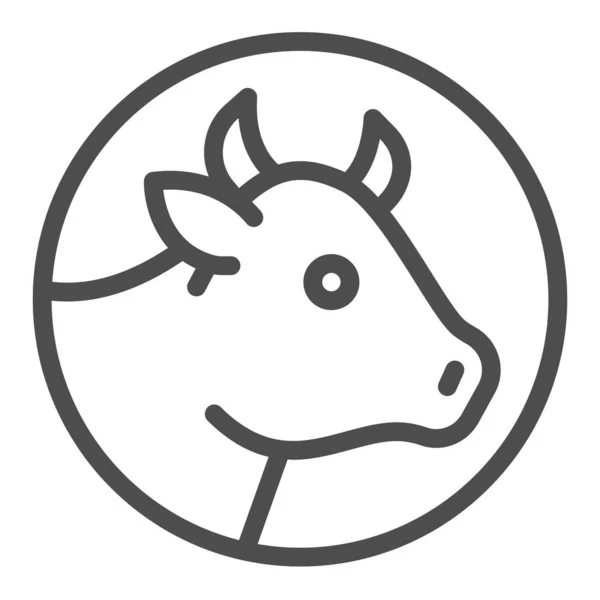 Icono de línea de cabeza de vaca, concepto de productos lácteos, signo de carne de res sobre fondo blanco, icono de cara de vaca en estilo de esquema para el concepto móvil y el diseño web. Gráficos vectoriales. — Archivo Imágenes Vectoriales