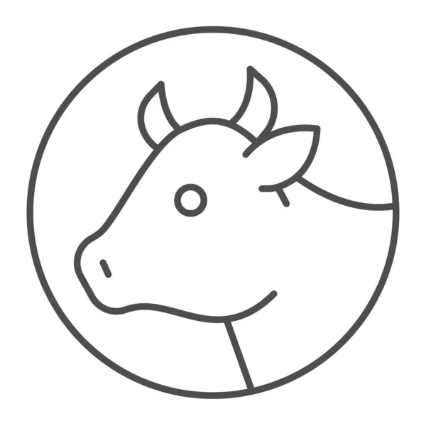 Icono de línea delgada de cabeza de vaca, concepto de productos lácteos, signo de carne sobre fondo blanco, icono de cara de vaca en estilo de esquema para el concepto móvil y el diseño web. Gráficos vectoriales. — Archivo Imágenes Vectoriales