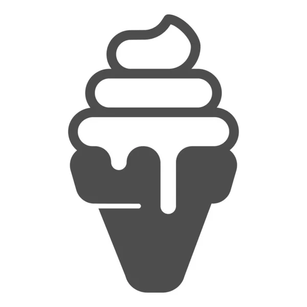 Мороженое мороженое вафельный конус твердый значок, концепция мороженого, векторный знак мороженого мороженого на белом фоне, вафельный конус глиф стиль для мобильной концепции и веб-дизайна. Векторная графика. — стоковый вектор