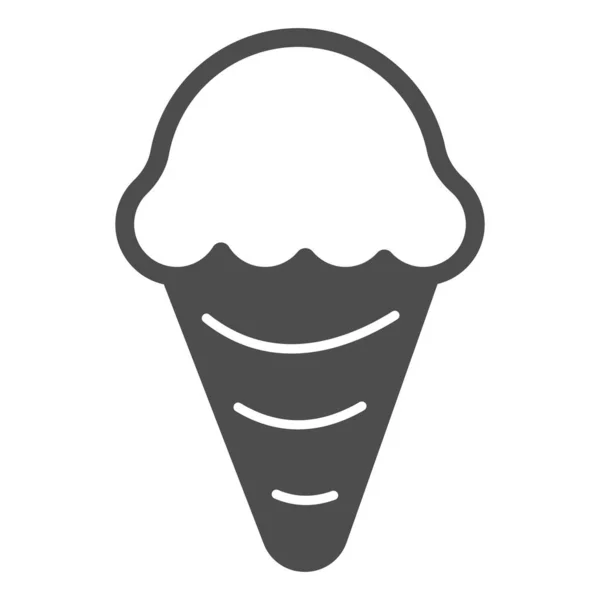 Мороженое в твёрдой иконе вафельного конуса, концепция мороженого, векторный знак вафельного конуса на белом фоне, стиль глифа мороженого для мобильной концепции и веб-дизайна. Векторная графика. — стоковый вектор