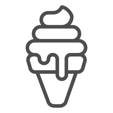 Dondurmalı waffle külahı çizgisi ikonu, dondurma kavramı, beyaz arka planda dondurma sundae vektör işareti, mobil konsept ve web tasarımı için waffle koni ana hatları tarzı. Vektör grafikleri.