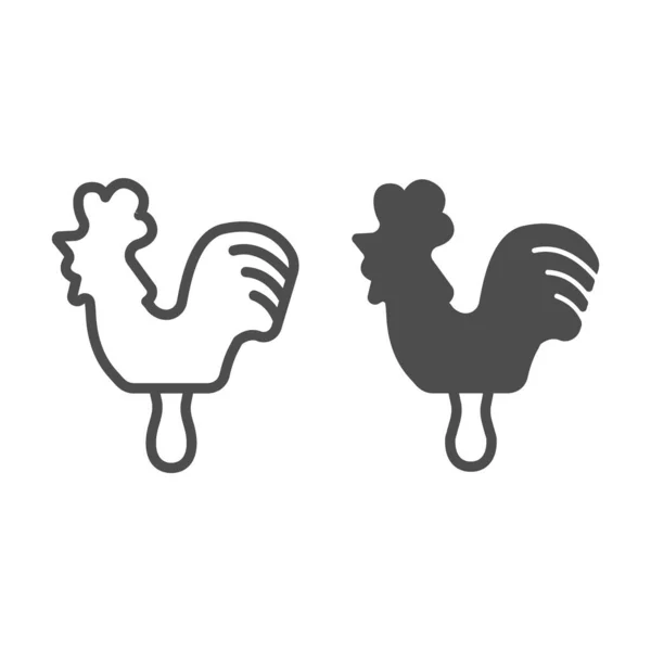 Línea de piruleta en forma de polla e icono sólido, concepto de helado, lollipop signo vectorial en forma de polla sobre fondo blanco, dulces en estilo de contorno de palo para el concepto móvil y el diseño web. Gráficos vectoriales. — Vector de stock