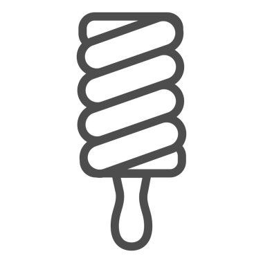 Çubuk çizgisi simgesinde meyve buzu, dondurma kavramı, beyaz arka planda meyve buzu işareti, mobil konsept ve web tasarımı için dondurma ana hatları tarzı. Vektör grafikleri.