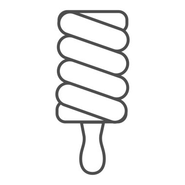 Çubuk ince çizgi simgesinde meyve buzu, dondurma kavramı, beyaz arka planda meyve buzu işareti, mobil konsept ve web tasarımı için dondurma ana hatları tarzı. Vektör grafikleri.