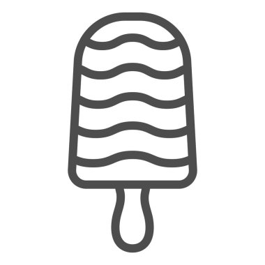 Meyve katmanları çizgisi ikonlu dondurma, dondurma kavramı, beyaz arka planda meyve dondurması vektör işareti, mobil konsept ve web tasarımı için dalgalı hatlar çizgisi tarzı. Vektör grafikleri.